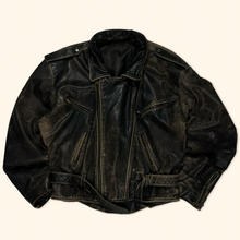 Lade das Bild in den Galerie-Viewer, Vintage 80s Croped Heavy Biker Leather Jacket (M)