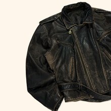 Lade das Bild in den Galerie-Viewer, Vintage 80s Croped Heavy Biker Leather Jacket (M)