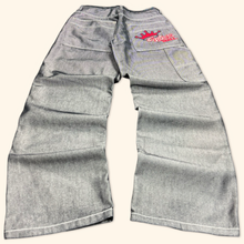 Load image into Gallery viewer, Crossball 90s Shiny Hip Hop Baggy Jeans (S)
