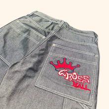 Load image into Gallery viewer, Crossball 90s Shiny Hip Hop Baggy Jeans (S)