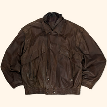 Lade das Bild in den Galerie-Viewer, Vintage 1990s Brown Leather Jacket (XL)