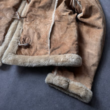 Load image into Gallery viewer, Hallhuber Shearling Faux Hooded Leatherette Jacket (L)
