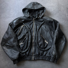 Load image into Gallery viewer, Vintage 80s Hooded Leather Jacket (L/XL)