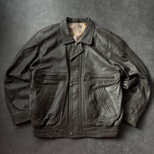 Lade das Bild in den Galerie-Viewer, Vintage Grey 1990s Leather Jacket (M)