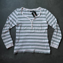 Lade das Bild in den Galerie-Viewer, Pink Grey Striped Ladies Sweat Sleeve (L)