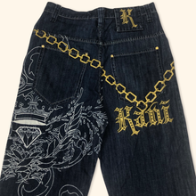 Load image into Gallery viewer, Karl Kani Embroidered Chain Hip Hop Baggy Jeans (M/L)