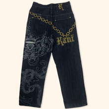 Load image into Gallery viewer, Karl Kani Embroidered Chain Hip Hop Baggy Jeans (M/L)
