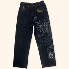 Load image into Gallery viewer, Karl Kani Embroidered Chain Hip Hop Baggy Jeans (M/L)