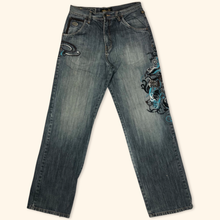 Load image into Gallery viewer, Pelle Pelle Embroidered Hip Hop Baggy Jeans (L)