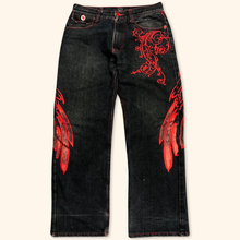 Load image into Gallery viewer, M2 2000s Embroidered Wings Baggy Jeans (M/L)
