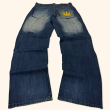 Load image into Gallery viewer, Dopebovi 2000s Cannabis Leaf Baggy Jeans (XL/XXL)
