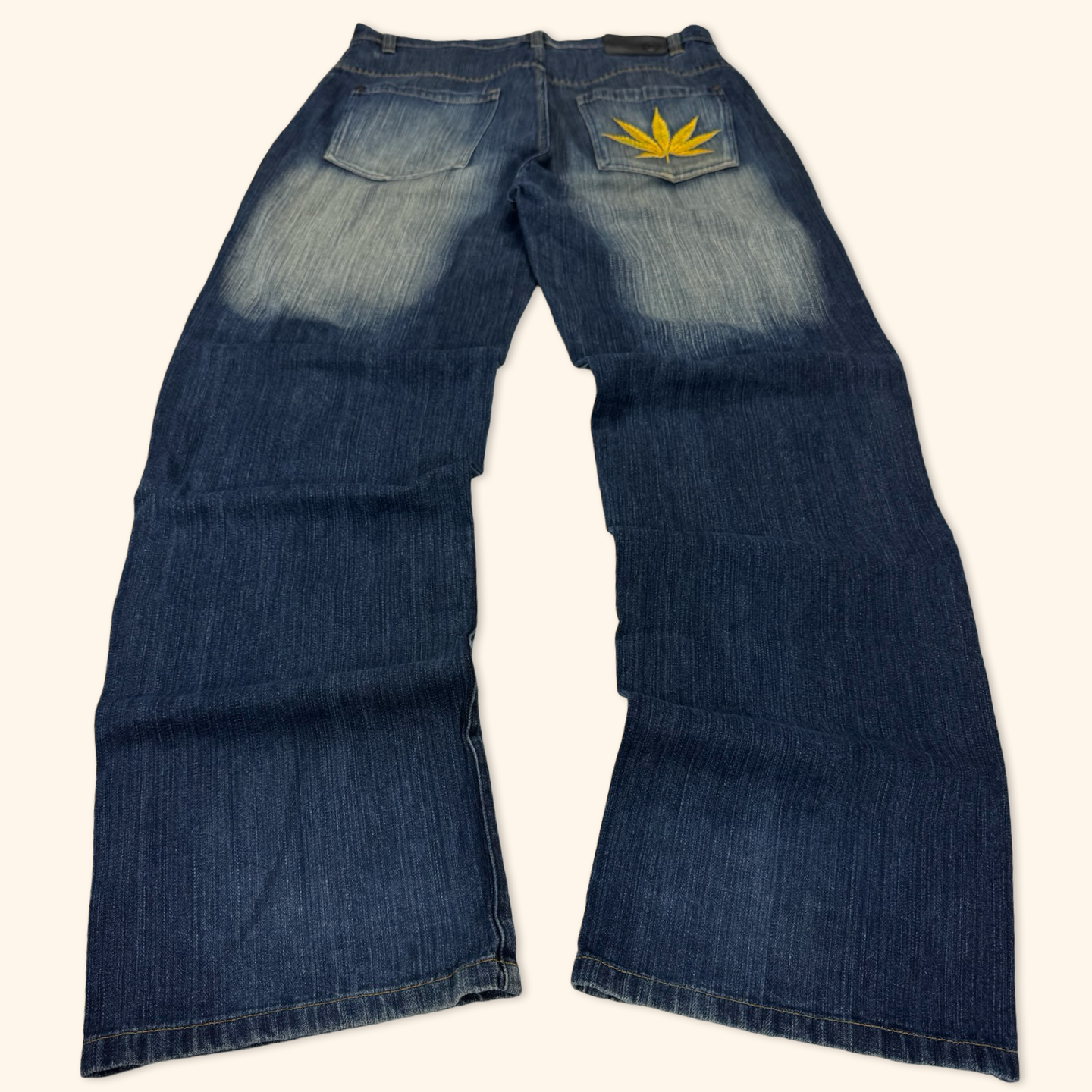 Dopebovi 2000s Cannabis Leaf Baggy Jeans (XL/XXL)