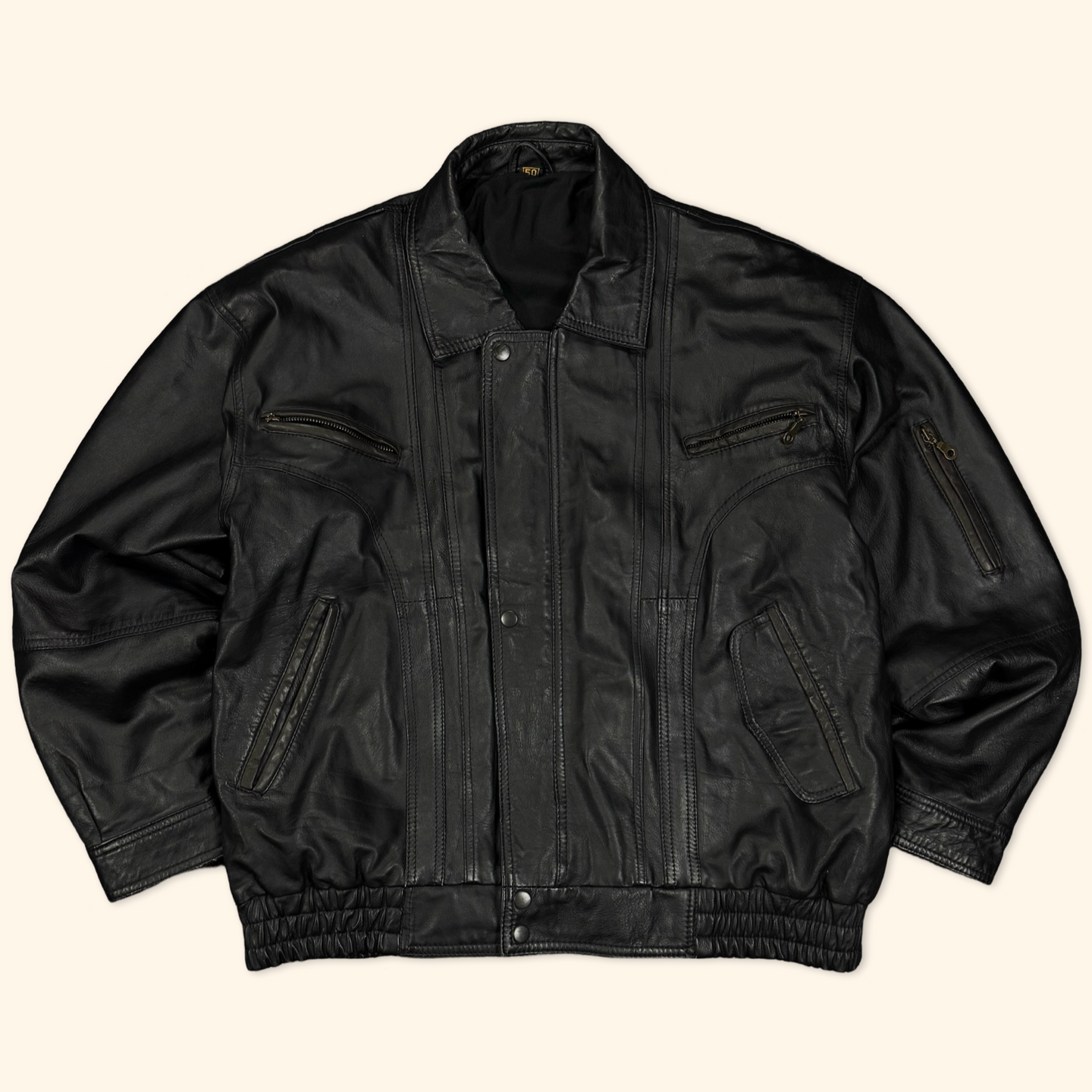 Vintage 90s Oversized Leather Jacket (XL)