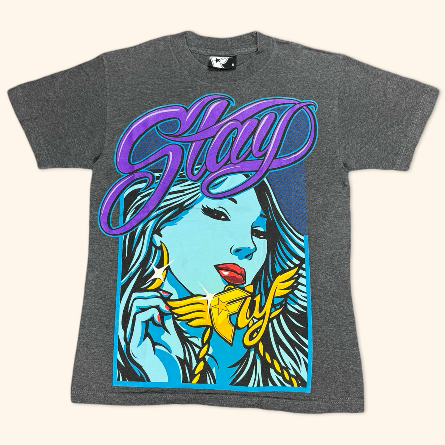 Famous Star & Stripes Faded Heavy Cotton 2000s Slay T-Shirt (S)