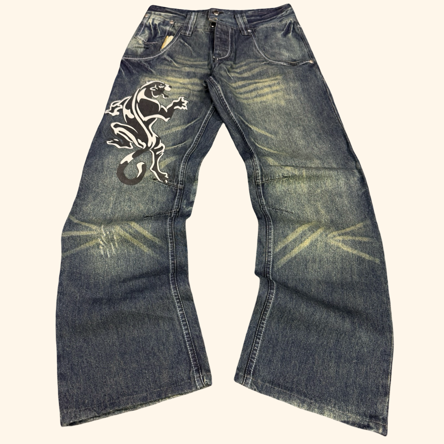 Vintage 2000s Printed Straight Leg Jeans (M)