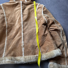 Load image into Gallery viewer, Hallhuber Shearling Faux Hooded Leatherette Jacket (L)
