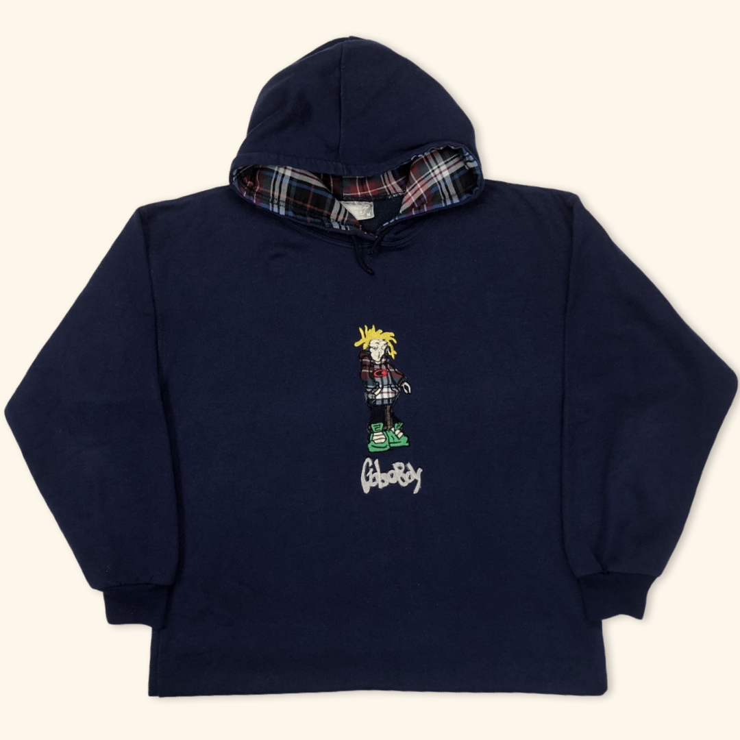 Gobo Boy Vintage Embroidered Hip Hop Hoodie (M)