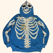 Load image into Gallery viewer, Raw Blue Glow In The Dark 2000s Skeloton Full Zipper (L/XL)
