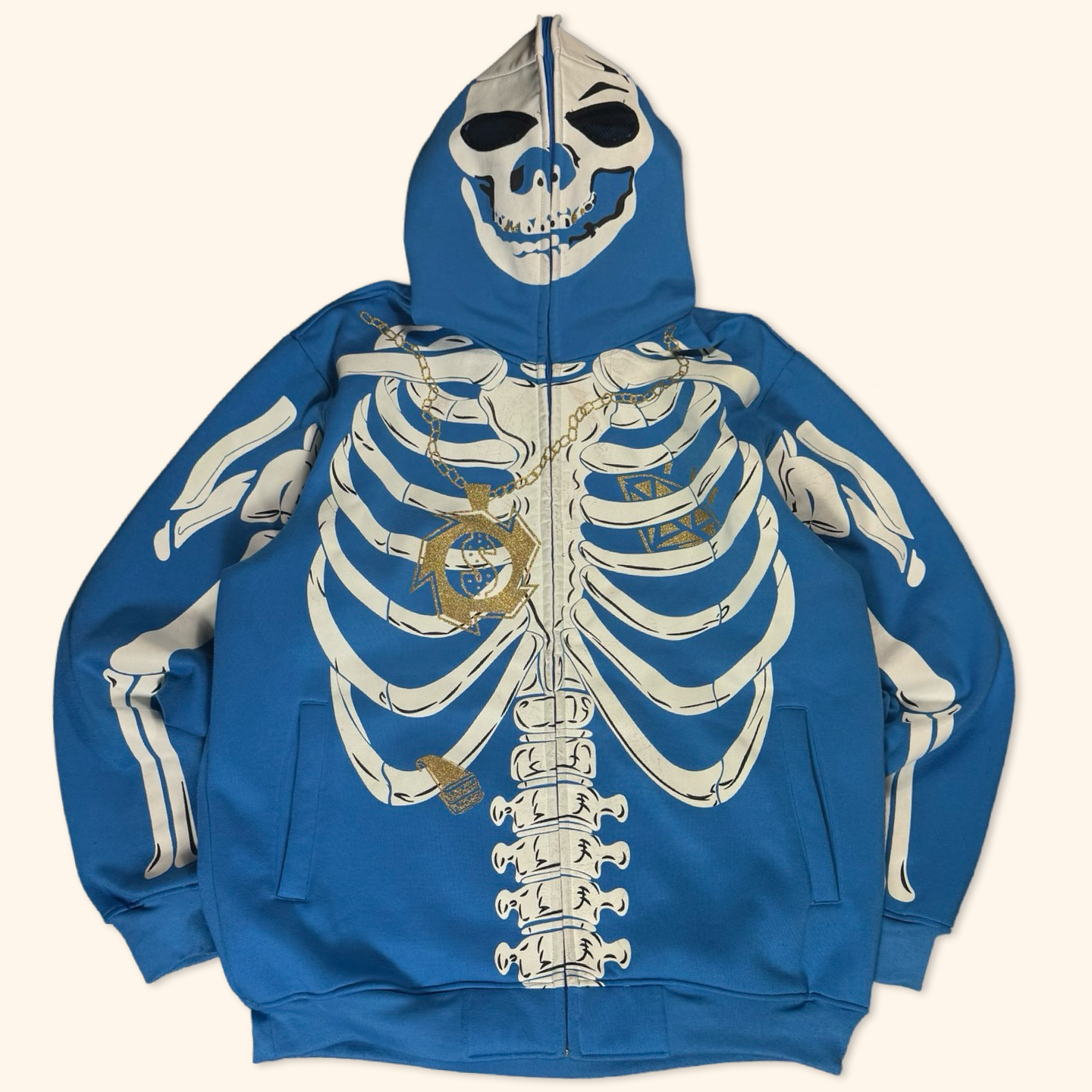 Raw Blue Glow In The Dark 2000s Skeloton Full Zipper (L/XL)