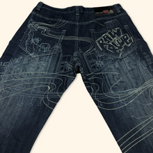 Lade das Bild in den Galerie-Viewer, Raw Blue Embroidered Hip Hop Baggy Jeans (L/XL)
