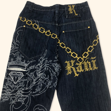 Load image into Gallery viewer, Karl Kani Embroidered Chain Hip Hop Baggy Jeans (M/L)
