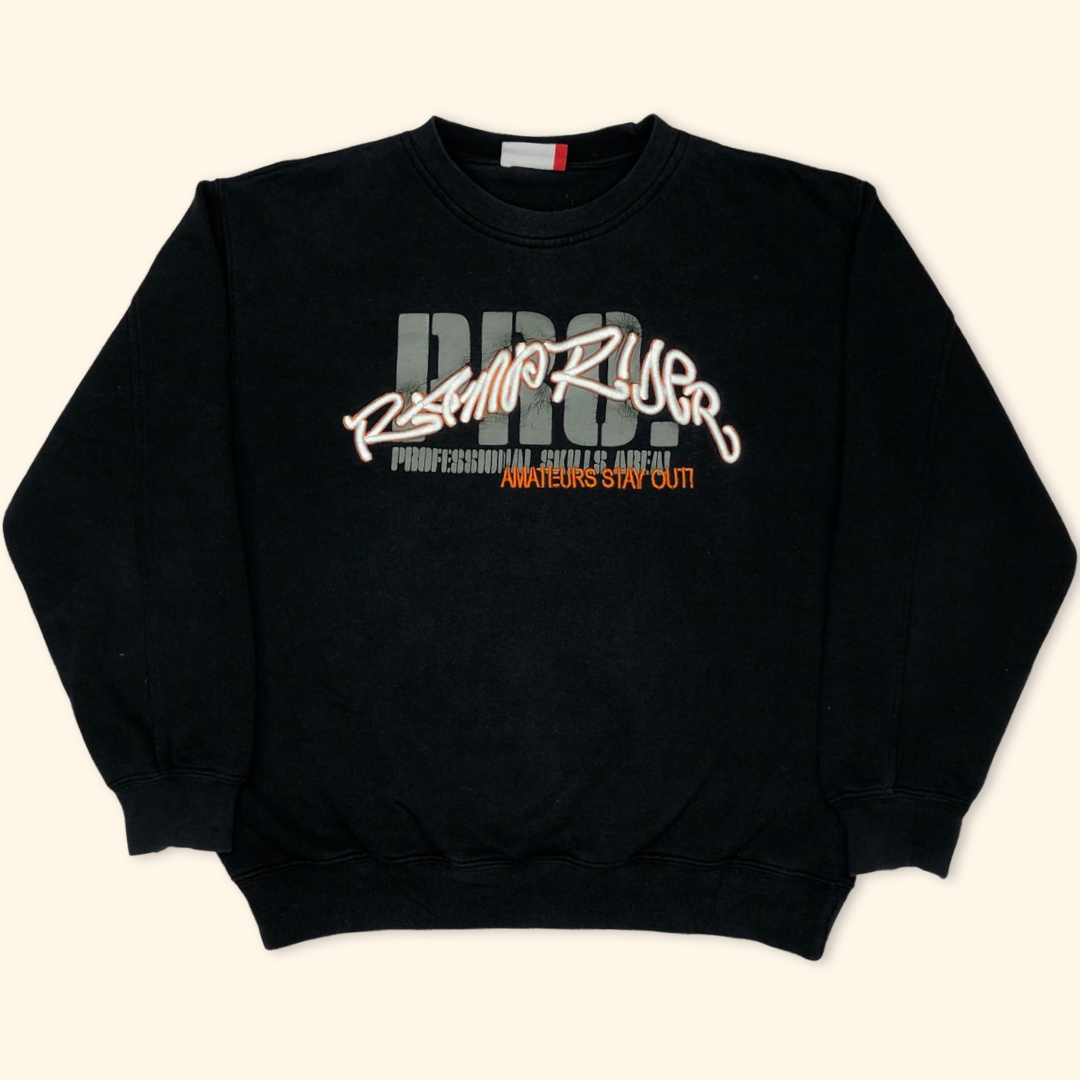 Y2K Beat Wear Embroidered Graffiti Skater Sweater (S)