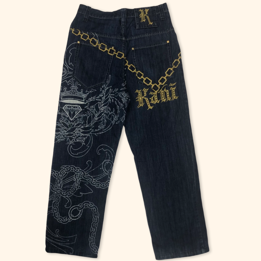 Karl Kani Embroidered Chain Hip Hop Baggy Jeans (M/L)