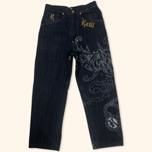 Load image into Gallery viewer, Karl Kani Embroidered Chain Hip Hop Baggy Jeans (M/L)
