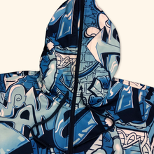 Lade das Bild in den Galerie-Viewer, Raw Blue All Over Printed Oversized 2000s Graffiti Hip Hop Full Zipper (M/L)
