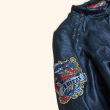 Lade das Bild in den Galerie-Viewer, Avirex X Ed Hardy Embroidered Leatherette Jacket (XL)
