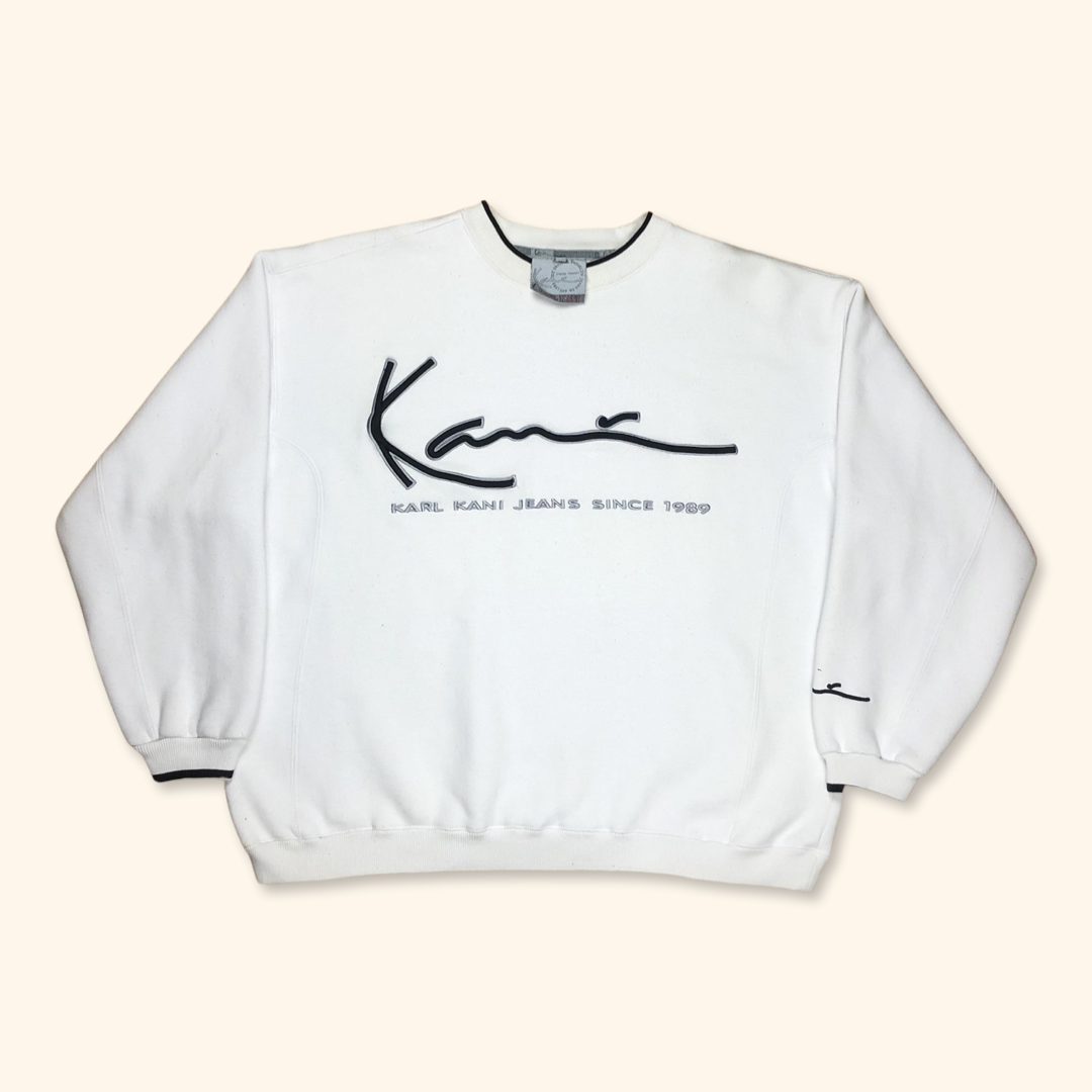 Karl Kani Vintage 90s Ultra Heavy Cotton Embroidered Sweater (XL)