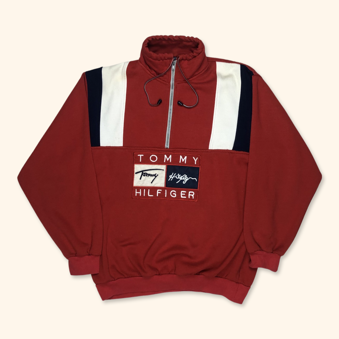 Tommy Hilfiger Embroidered Vintage Half Zip Sweater (L)