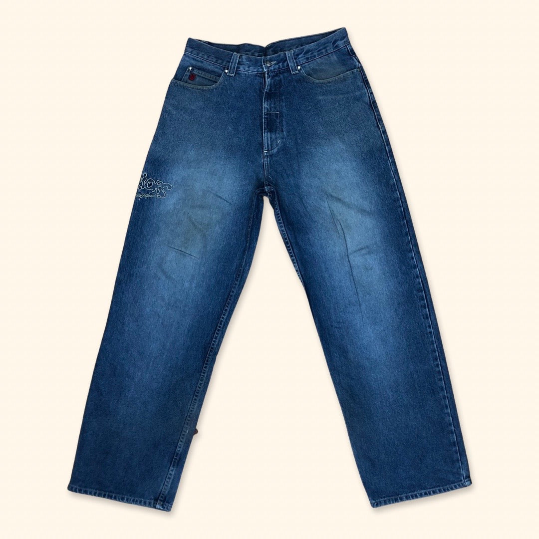 Johnny Blaze The Worriors Embroidered Baggy Jeans (XL)