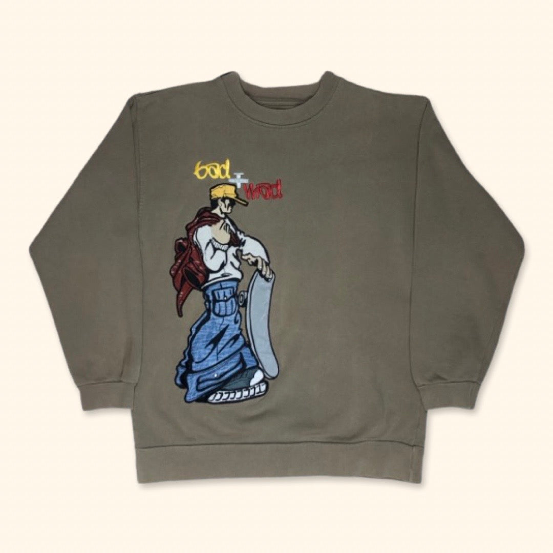 Bad+Mad Embroidered Hip Hop Comic Sweater (S)