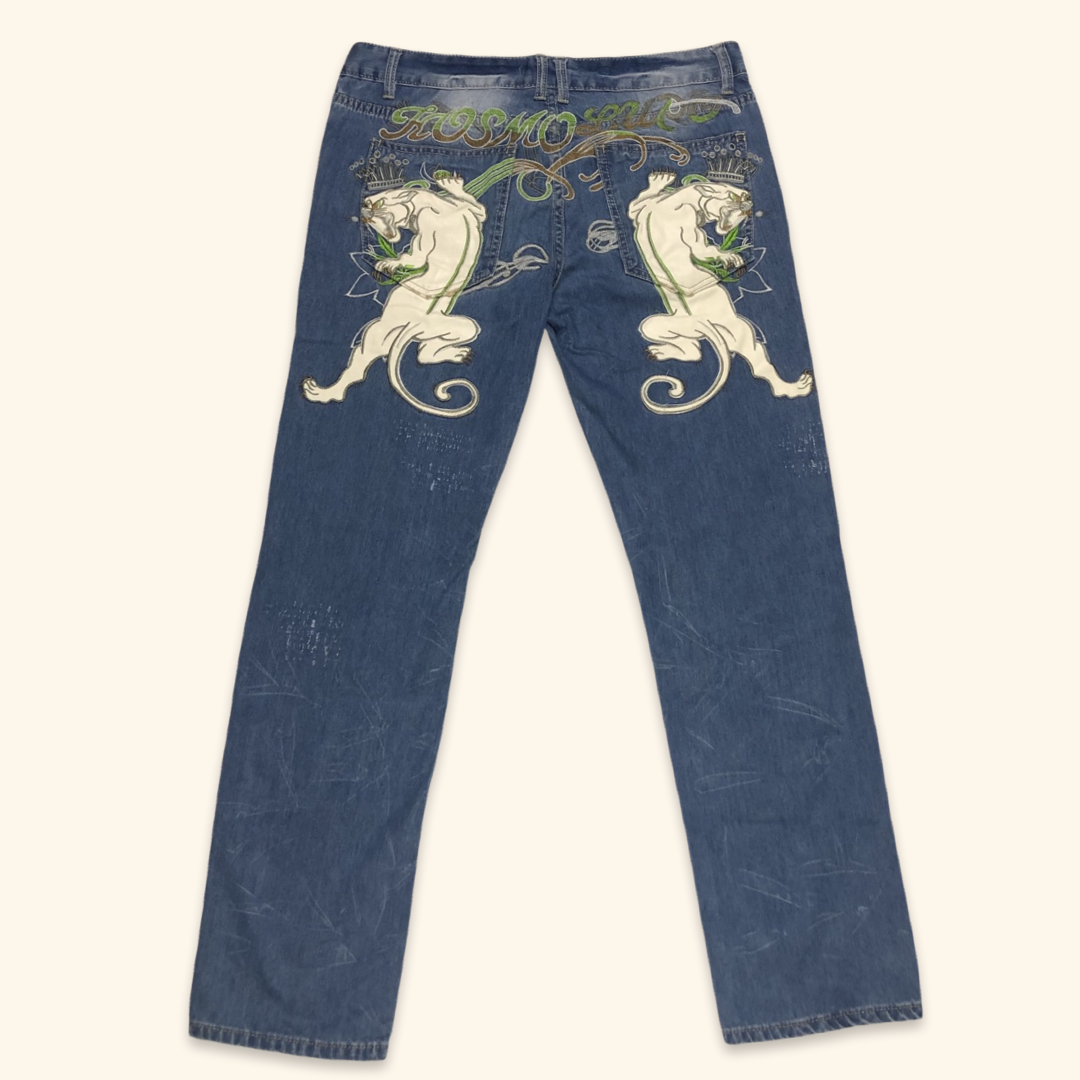Kosmo Lupo Embroidered Straight Leg Jeans (XL)