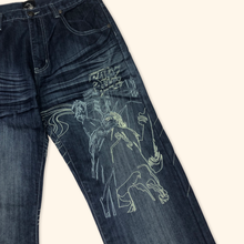 Lade das Bild in den Galerie-Viewer, Raw Blue Embroidered Hip Hop Baggy Jeans (L/XL)
