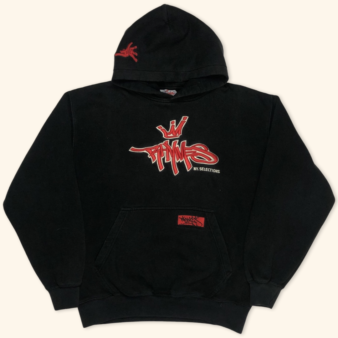 Rhymes Embroidered Graffiti Hip Hop Hoodie (M/L)