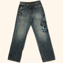 Load image into Gallery viewer, Pelle Pelle Embroidered Hip Hop Baggy Jeans (L)
